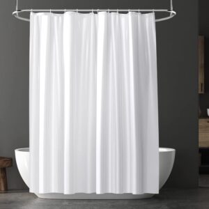 URAQT Shower Curtain Anti Mould, Waterproof PEVA Bath Curtains, Mildew Resistant Bathroom Shower Curtains with 12 Hooks, Plain Colors Bathtub Curtains for Bath Tub Shower Stall, 180 x 180 cm, White
