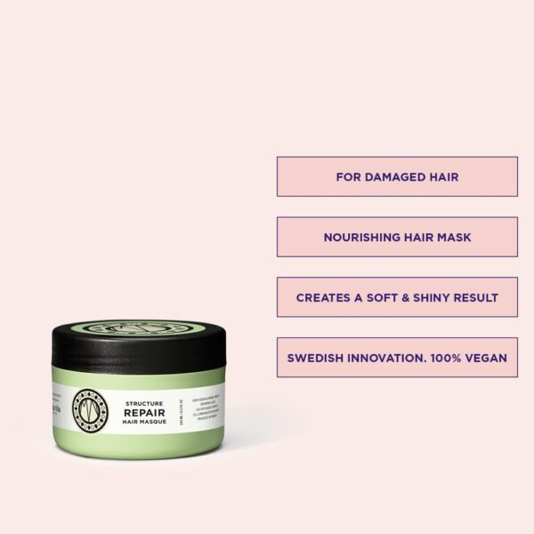 Maria Nila Structure Repair, For Damaged & Chemically Treated Hair, Algae Extract Rebuilds & Moisturizes, 100% Vegan & Sulfate/Paraben free