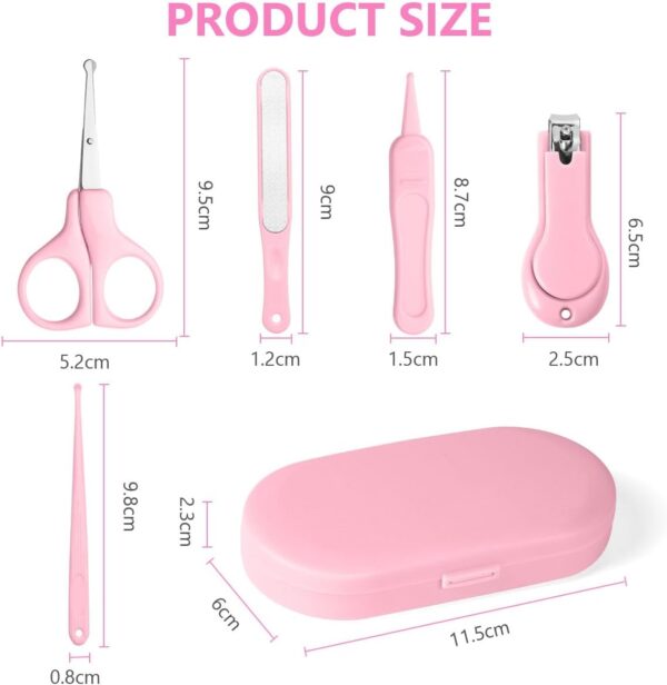 Vicloon Baby Nail Kit, 5-in-1 Baby Nail Care Set, Baby Nail Care Tool, Baby Manicure Set Includes Nail Clippers, Scissor, Earpick, Nail File and Tweezer for Newborn Infant Toddler