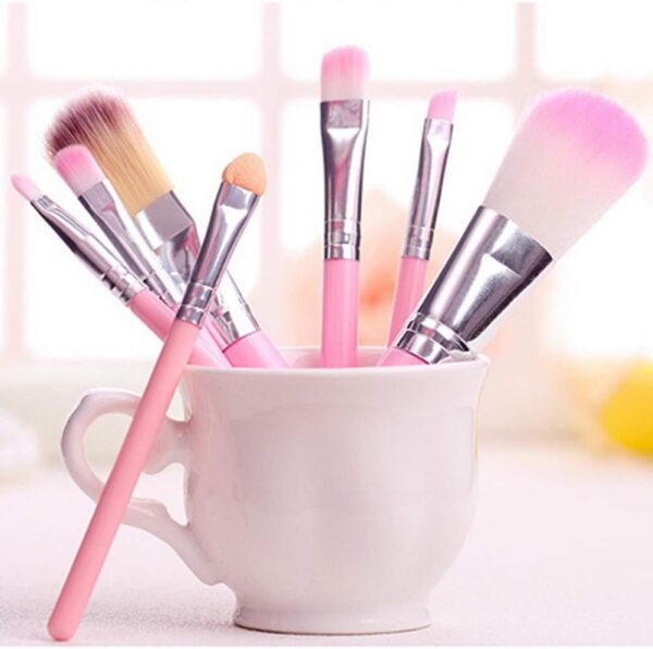 ZHIYE Children Makeup Brushes, 7Pcs Makeup Brush Set Foundation Eyebrow Eyeliner Brush Cosmetic Concealer Brushes for Kids Girls, Women trave - Pink with case
