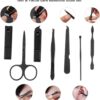 aRKé Manicure set Nail Clippers Professional Fingernail & Toenail grooming Kit Tweezers Eyebrow Scissors for mens and women Travel size 7Pcs Nail Care Tools with Black Case