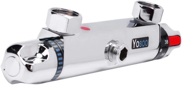 51IYF9EyZzL._AC_SL1001_.jpg Chrome Thermostatic Shower Mixer Valve, Modern Thermostatic Bar Bath Mixer Tap, Anti Scald Tap Temperature Control Shower Valve 38°C Temperature Protection, Safe and Comfortable Bathing