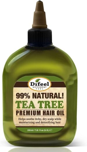 Difeel Premium Natural Hair Oil - Tea Tree Oil, For Itchy Dry Scalp, Pure Herb Formula With Vitamins, Strengthens & Repairs Hair Follicles, Eliminates Itching & Dandruff, For All Hair Types 210 ml