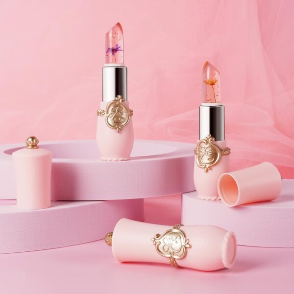 LOPHE Clear Flower Jelly Lipstick, 3Pcs Magic Temperature Color Change Lip Balm, Long Lasting Moisturizing Lip Gloss Set, Nutritious Crystal Lip Stick Makeup Set, Great Gift for Women and Girl