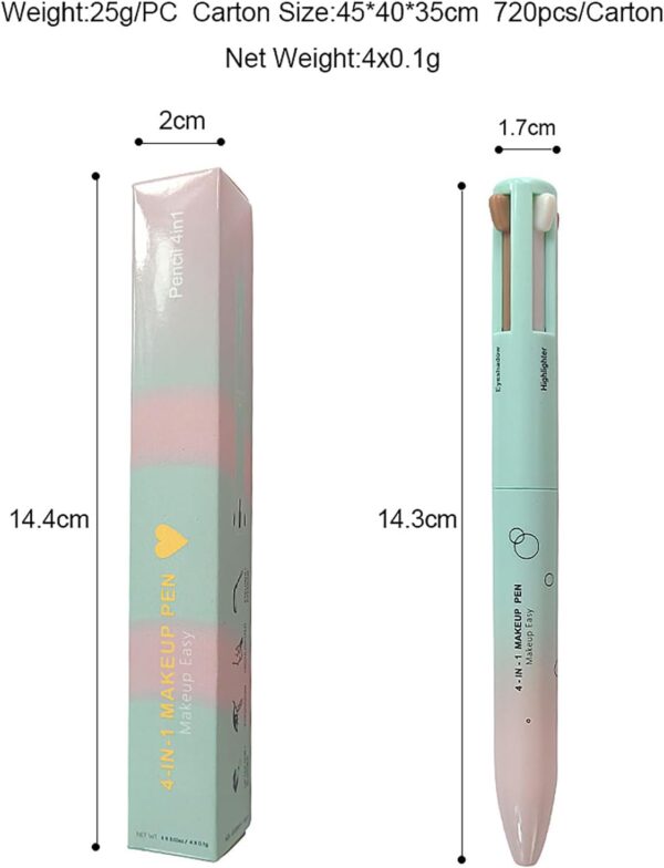 MKNZOME 4 in 1 Makeup Pen, Eye Liner, Lip Liner, Brow Liner Eyebrow Pencil, Highlighter Pen for Eye, Lip and Face Makeup, Long Lasting, Waterproof, Blendable, Multi-Function Beauty Pencil, Pack of 1