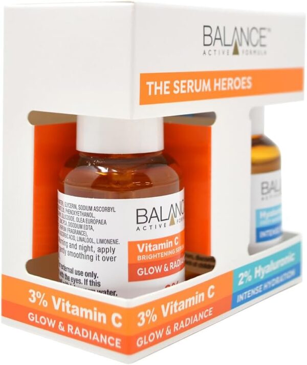 Balance Active Formula The Serum Heroes (Vitamin C Brightening serum & Hyaluronic Deep Moisture Serum) - Armed with active ingredients to glow and hydrate.