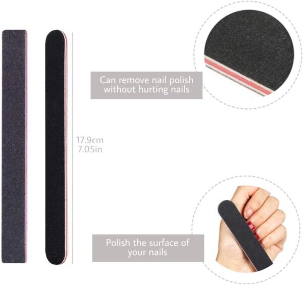7 Pcs Nail File Set, Nail Files Professional, Nail Files 100/180 Grit, Nail File and Buffer Set, Acrylic Nail File, Nail Polish Gel Remover Tools Kit, with Cuticle Pusher and Cuticle Remover