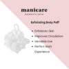 Manicare Exfoliating Body Puff, Mesh Pouf Sponge, Body Scrubber, Bath, Shower Ball, Cleansing, Washing, Loofah, Good For Circulation, Cellulite And Dry Dead Skin, Ingrown Hair Treatment, Tan Remover