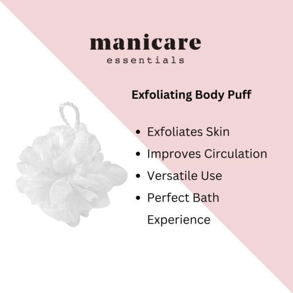 Manicare Exfoliating Body Puff, Mesh Pouf Sponge, Body Scrubber, Bath, Shower Ball, Cleansing, Washing, Loofah, Good For Circulation, Cellulite And Dry Dead Skin, Ingrown Hair Treatment, Tan Remover