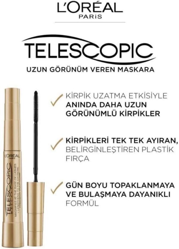 L'Oreal Paris Mascara, Telescopic, Black, 8 ml
