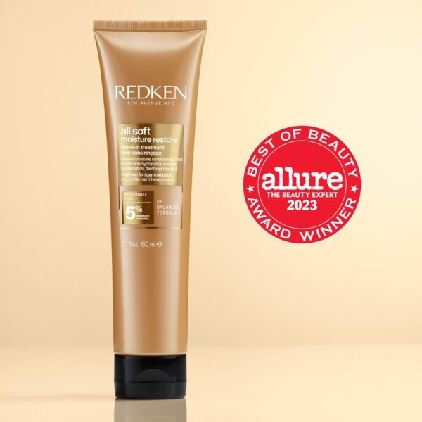 REDKEN All Soft Moisture Restore, Leave In Conditioning Moisture Boost Treatment, For Dry Hair, With Hyaluronic Acid, Hydrates and Adds Definition and Shine, 150 ml