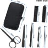 aRKé Manicure set Nail Clippers Professional Fingernail & Toenail grooming Kit Tweezers Eyebrow Scissors for mens and women Travel size 7Pcs Nail Care Tools with Black Case