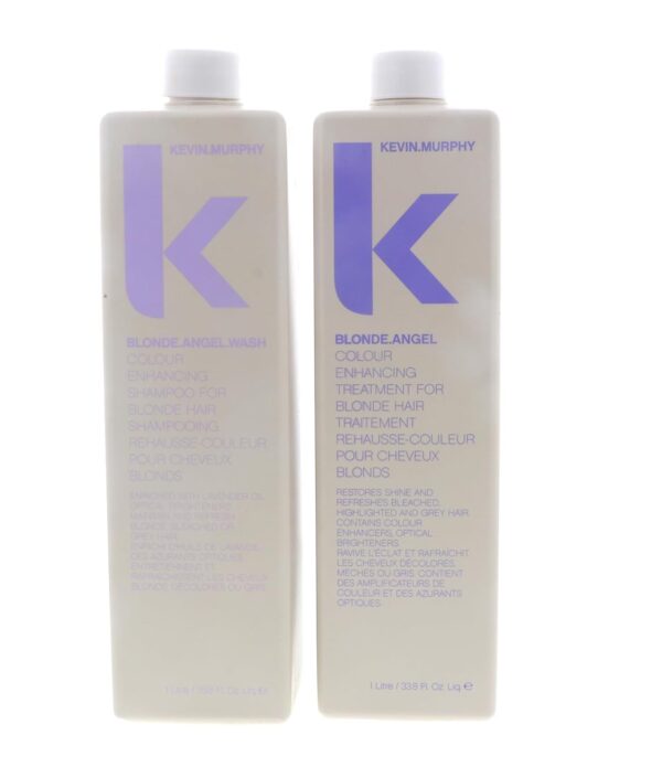 KEVIN.MURPHY BLONDE.ANGEL.WASH & BLONDE.ANGEL - Purple Shampoo for Blondes - Blonde Colour Conditioner - Colour Enhancement Hair Care - Colour Safe - Paraben/Sulphate Free - 1 L / 33.8 fl oz