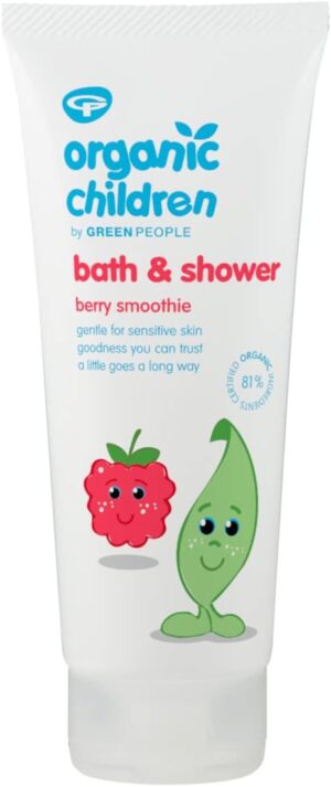 Green People Organic Children Berry Smoothie Shower Gel 200ml | Natural & Organic Body Wash & Bubble Bath for Kids & Toddlers | Gentle on Sensitive Skin| SLS Free & Paraben Free | Vegan, Cruelty Free