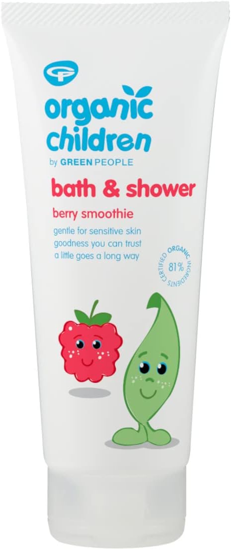 Green People Organic Children Berry Smoothie Shower Gel 200ml | Natural & Organic Body Wash & Bubble Bath for Kids & Toddlers | Gentle on Sensitive Skin| SLS Free & Paraben Free | Vegan, Cruelty Free