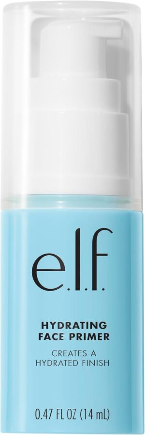 e.l.f. Hydrating Face Primer, Lightweight, Long Lasting, Creamy, Hydrates, Smooths, Fills in Pores and Fine Lines, Natural Matte Finish, Infused with Vitamin E, 0.47 Oz