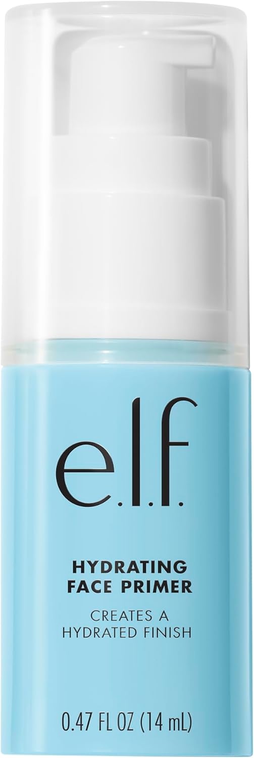 e.l.f. Hydrating Face Primer, Lightweight, Long Lasting, Creamy, Hydrates, Smooths, Fills in Pores and Fine Lines, Natural Matte Finish, Infused with Vitamin E, 0.47 Oz