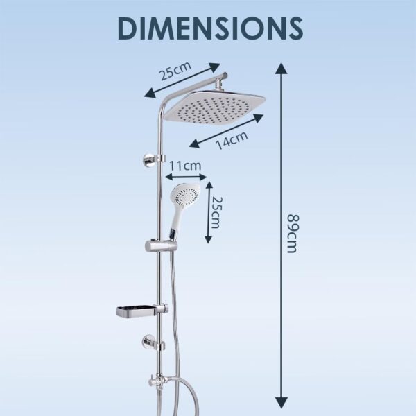 AQUALONA® Aquacapri Shower Column, Overhead and Handheld Shower with 5 Different Sprays Brass Exchange Valve, 2 Hoses Included (Aquacapri Shower Column)