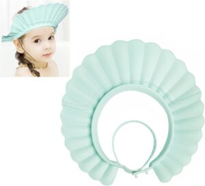 Baby Shower Cap Bath Visor Protection Silicone Adjustable Safe Shower Bathing Cap for Infants Toddler Baby Kids Children (6 Months-12 Years old, Haze Blue)