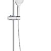 PURAGEIR Shower Mixer Set, Thermostatic Shower Set with 3 Functions Hand Shower, Shower Bar Set with Adjustable 8'' Overhead Rainfall Shower,Square Shape,Chrome