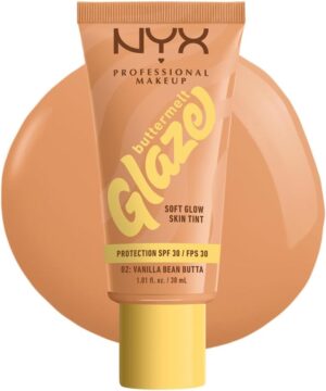 NYX Professional Makeup Buttermelt Glaze Soft Glow Skin Tint + SPF/FPS 30, Foundation, 12h Wear, Vanilla Bean Butta