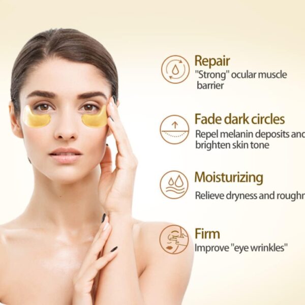 10 Pair Crystal Collagen 24k Gold Under Eye Gel Pad Face Mask Anti Aging Wrinkle Gel Under Eye Patches, Vegan Cruelty-Free Self Care
