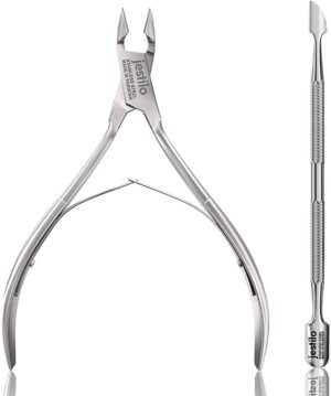 Jestilo Cuticle Remover Tool Set Cutter and Pusher - Stainless Steel Professional Nipper Nail Care Tools Salon Level Mani-Pedi at Home Silver (Silver) (JC-NP-S)