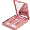Easy-taken Travel Makeup Brush Set, COSHINE 5pcs Mini Complete Function Cosmetic Brushes Kit (5pcs with mirror)