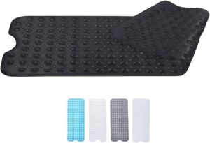 Zuvo Extra-Long Non-Slip Bath Mat (100 x 40 cm, Black) – Anti-Mould, Machine-Washable Shower Mat with Powerful Suction – Ideal for Elderly Kids