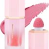 LOPHE Liquid Blush for Cheeks, Soft Cream Liquid Blush Stick With Fine Glitter, Natural-Looking Face Cheek Tint Blush Makeup, Long Lasting Blendable Lightweight Moisturizing Beauty Makeup for Cheeks