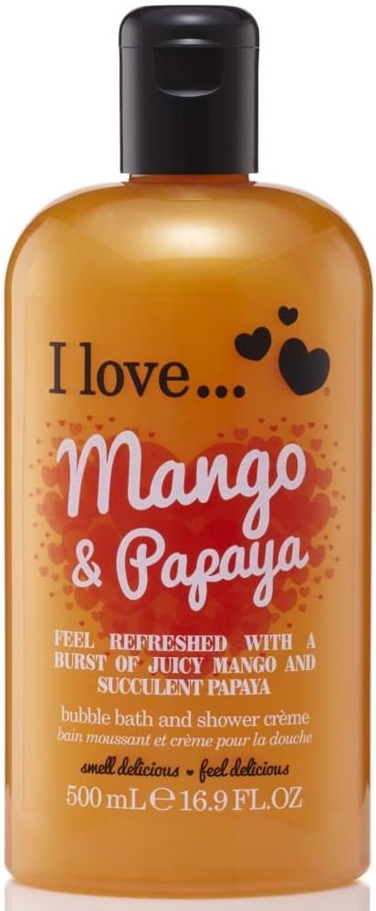 I Love Originals Mango & Papaya Bath & Shower Crème, Filled With Natural Fruit Extracts & Vitamin B5, Nourishing & Refreshing Formula to Leave Skin Feeling Silky & Soft, VeganFriendly 500ml