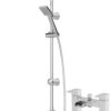 Architeckt® Square Waterfall Bath Shower System Mixer Shower Tap with Modern Square Riser Rail Kit Dual Rainfall Shower Heads Handset