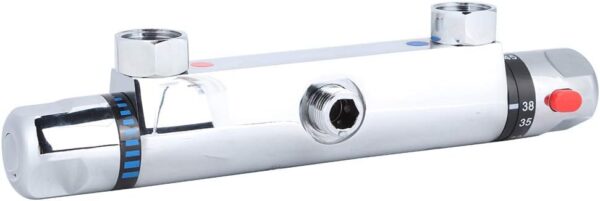 51dKkZxLQ4L._AC_SL1001_.jpg Chrome Thermostatic Shower Mixer Valve, Modern Thermostatic Bar Bath Mixer Tap, Anti Scald Tap Temperature Control Shower Valve 38°C Temperature Protection, Safe and Comfortable Bathing