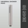H&S Shower Head Universal Bath Shower Handheld Pencil Handset High Pressure Single Function Stainless Steel, chrome, 1644 blue