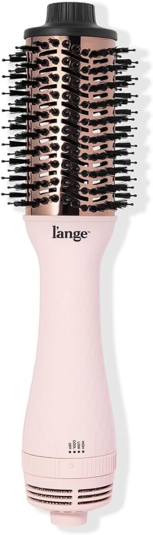 L'ANGE HAIR Le Volume 2-in-1 Titanium Blow Dryer Brush | Hot Air Brush in One with Oval Barrel | Hair Styler for Smooth, Frizz-Free Results for All Hair Types ((Blush - 60mm))