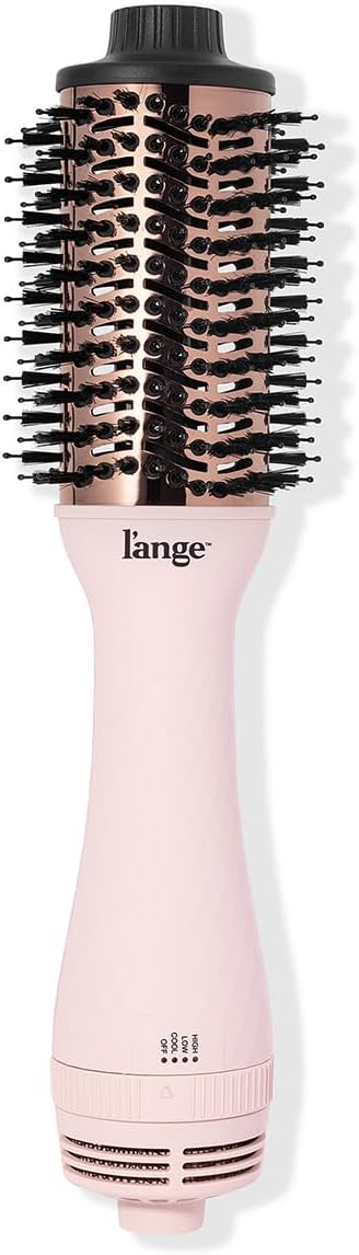 L'ANGE HAIR Le Volume 2-in-1 Titanium Blow Dryer Brush | Hot Air Brush in One with Oval Barrel | Hair Styler for Smooth, Frizz-Free Results for All Hair Types ((Blush - 60mm))