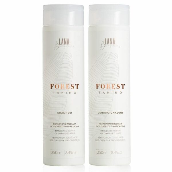 Lana Brasiles | Forest Tanino Shampoo And Conditioner Duo Hair Care| Immediate Repair of Highly Damaged Hair, Hair Vitality, and a Blend of Vitamins | (2x) 250 ml / 8.45 fl.oz. (Set of 2)