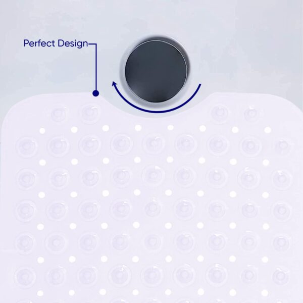 MOONLIGHT20015 Shower Bath Mat Non Slip Anti Mould & Mildew with Strong Suction Cups Grip and Drain Holes Soft Rubber Shower Mats - PVC Bathroom Mat Machine Washable (70x38cm, White)