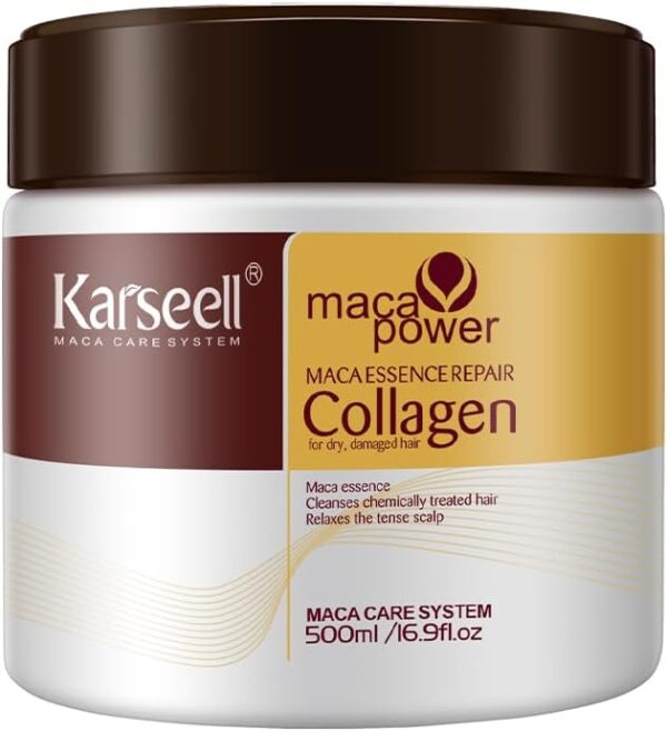 Karseell Collagen Hair Mask Maca Power Deep Repair Conditioning Argan Oil Collagen Hair Mask Essence for Dry Damaged Hair All Hair Types 16.90 oz 500ml