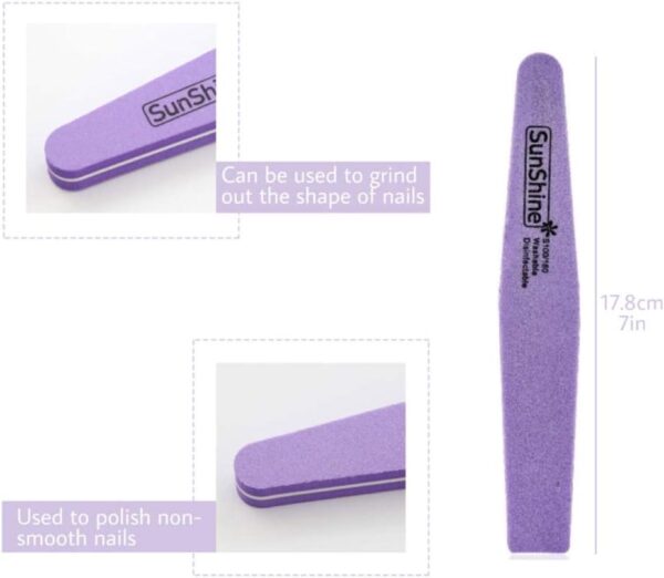7 Pcs Nail File Set, Nail Files Professional, Nail Files 100/180 Grit, Nail File and Buffer Set, Acrylic Nail File, Nail Polish Gel Remover Tools Kit, with Cuticle Pusher and Cuticle Remover
