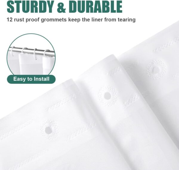 URAQT Shower Curtain Anti Mould, Waterproof PEVA Bath Curtains, Mildew Resistant Bathroom Shower Curtains with 12 Hooks, Plain Colors Bathtub Curtains for Bath Tub Shower Stall, 180 x 180 cm, White