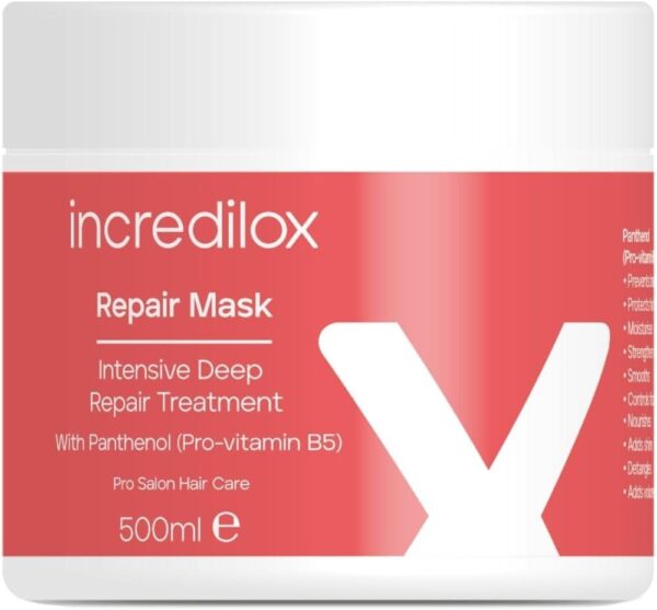 Incredilox Intensive Deep Repair Hair Treatment Mask 500ml. Deep nourishment. Leaves hair soft, smooth & seriously shiny. All hair types. Salon Grade. Made in the UK. VALUE PACK (One Unit)