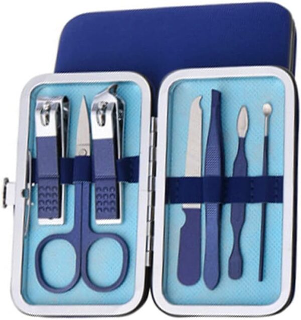 1 Set of Nail Clippers Kit Nail Grooming Kit Manicure Set for Men and Boys, As a Gift for Nail Care(7 PCS, Blue)