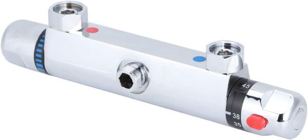 51kKSsYN14L._AC_SL1001_.jpg Chrome Thermostatic Shower Mixer Valve, Modern Thermostatic Bar Bath Mixer Tap, Anti Scald Tap Temperature Control Shower Valve 38°C Temperature Protection, Safe and Comfortable Bathing