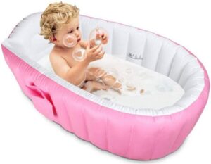 Alytimes Inflatable Baby Bathtub, Kid Infant Toddler Infant Newborn Inflatable Foldable Shower Pool(Pink)