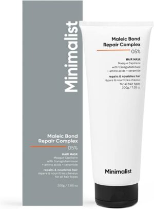 Minimalist Maleic Bond Repair Complex 5% Hair Mask with Transglutaminase, Amino Acids & Ceramides | For Damaged & Frizzy Hair | For Women & Men | For All Hair Types | 200 gm