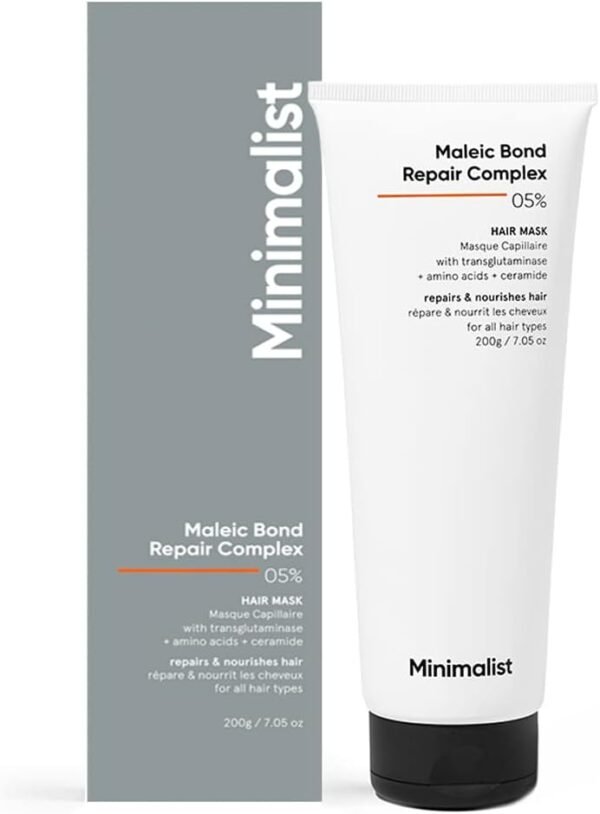 Minimalist Maleic Bond Repair Complex 5% Hair Mask with Transglutaminase, Amino Acids & Ceramides | For Damaged & Frizzy Hair | For Women & Men | For All Hair Types | 200 gm
