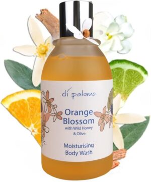 Di Palomo Orange Blossom & Honey Body Wash 240ml. Moisturising Body Wash. Body Wash for Women & Men with Skincare. Shower Gel & Bubble Bath. Luxury Shower Gel Men & Women. Ladies & Mens Shower Gel.
