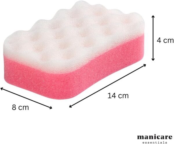 Manicare Luxury Massage Bath Sponge, Wash Exfoliate And Massage, Shower Body Scrubber, Pink Double Sided Cleaning Sponge, Durable And Long lasting, Lather And Use With Shower Gel Or Body Wash