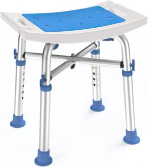 Shower Stool Heavy Duty 500Lbs, Tool-Free Assembly, Anti-Slip, Sturdy Height Adjustable Bath Chair, Narrow Bathtub Shower Saet for Elderly, Senior, Handicap & Disabled